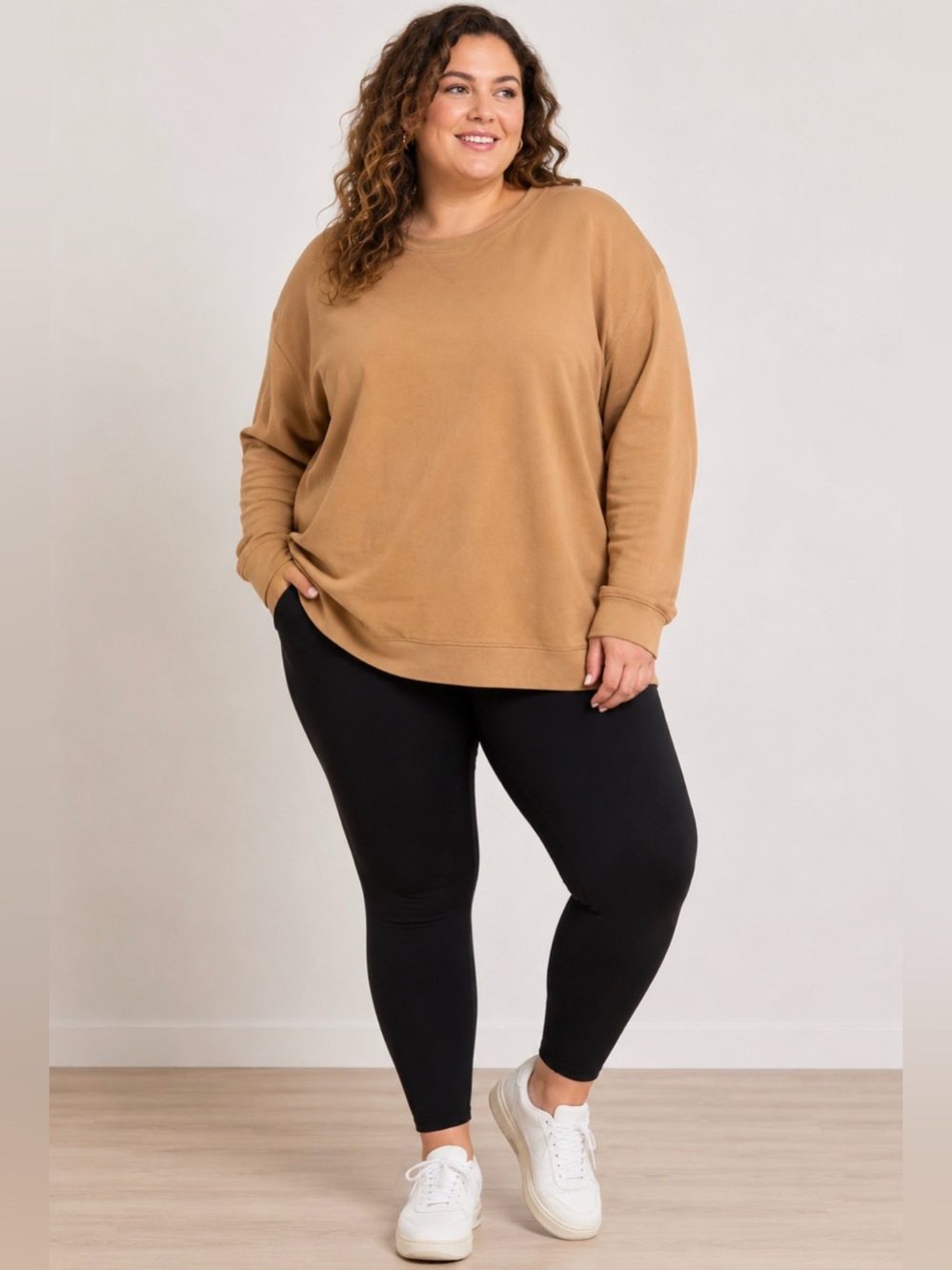 Koolaburra by UGG Tan Crewneck Sweatshirt 1X 100% Cotton Cozy Lounge Top - Picture 3 of 7